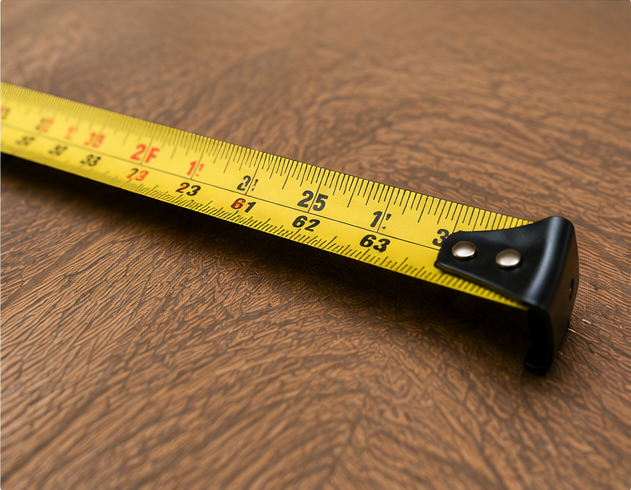 Measuring tape used to record project dimensions